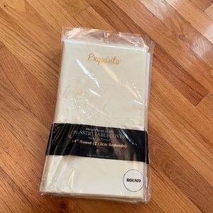 Exquisite Premium Quality Plastic Tablecloths. Pack of 7 84” ROUND.  IVORY